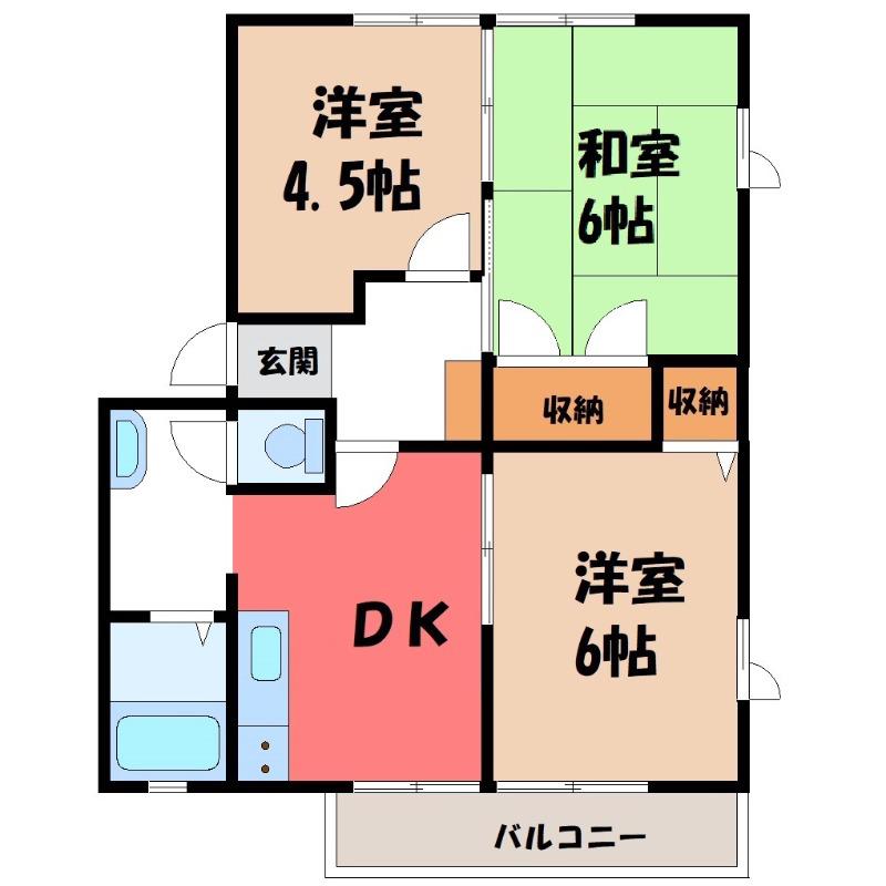 メゾンソレーユA(3DK/1階)の間取り写真