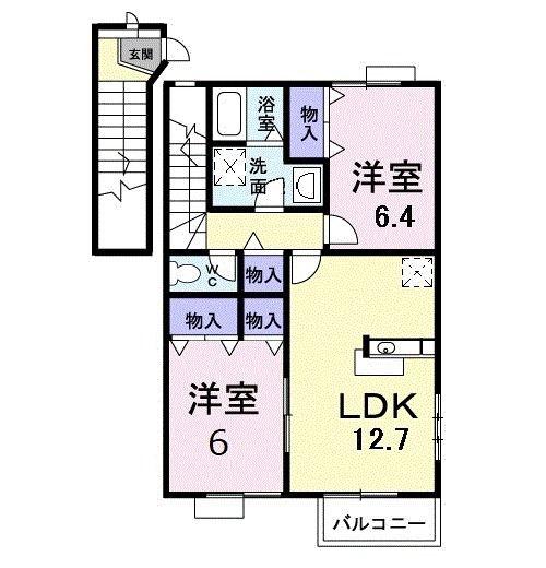 エルコートB(2LDK/2階)の間取り写真