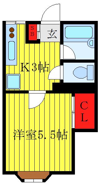 パレーシャル鈴木(1K/2階)の間取り写真