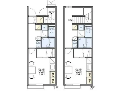 レオパレス木上I(1K/1階)の間取り写真