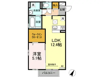 ベル・レーブルーチェ・チアラ(1LDK/1階)の間取り写真