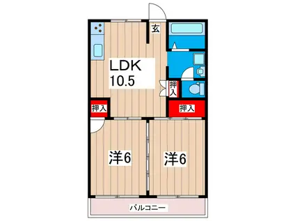 日南ハイツ(2DK/5階)の間取り写真