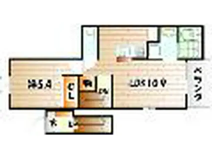 アンブラッセII(1LDK/2階)の間取り写真