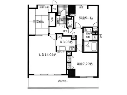 セントラルタワー(3LDK/13階)の間取り写真