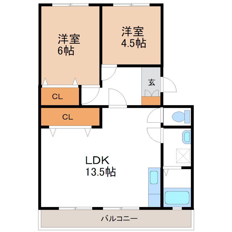 メゾン・ホワイトハウス(2LDK/2階)の間取り写真