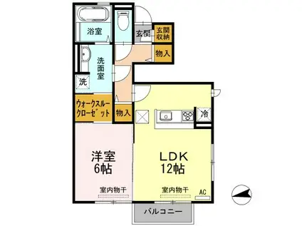D-ROOM・SKIV(1LDK/1階)の間取り写真