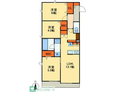 クレスト(3LDK/2階)の間取り写真