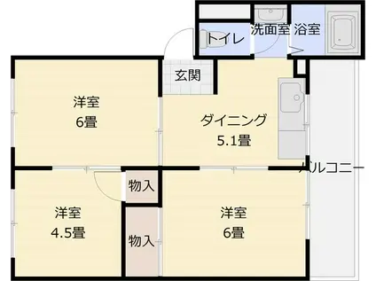 MKマンション(3LDK/3階)の間取り写真