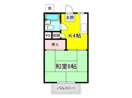 コーポらん(1K/2階)の間取り写真