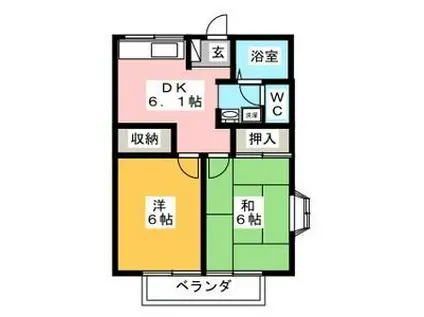 ハイコーポ釜戸(2DK/1階)の間取り写真