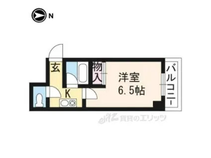 テイクフォー西陣(1K/2階)の間取り写真