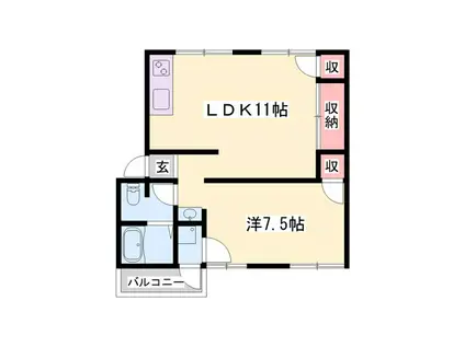 SISA野里II(1LDK/2階)の間取り写真