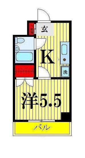 コンフォール小泉(1K/6階)の間取り写真