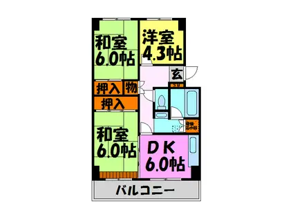 栄南団地10号棟(3DK/3階)の間取り写真