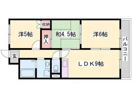ファミーユ網干(3LDK/3階)の間取り写真
