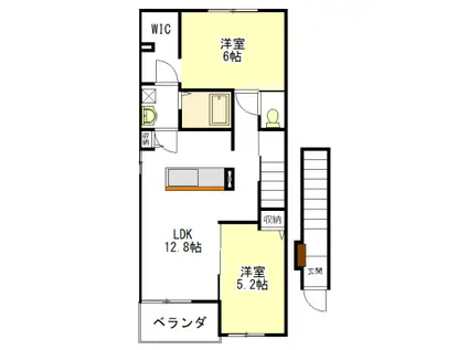 アドヴァン A棟・B棟・C棟(2LDK/2階)の間取り写真