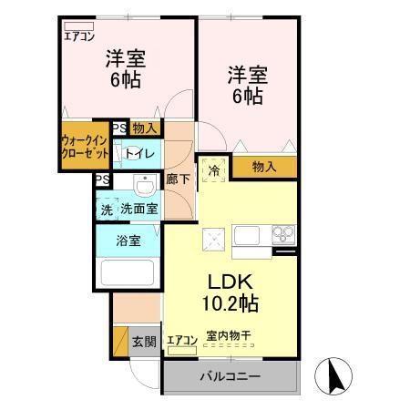 エクセルハイムヤマセイ(2LDK/1階)の間取り写真