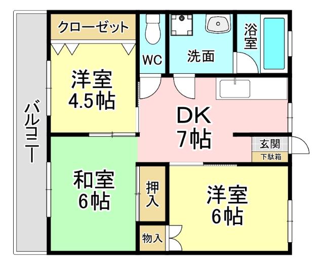 第2中村ビル(3DK/4階)の間取り写真