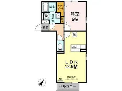 サンモール都Ⅵ(1LDK/2階)の間取り写真