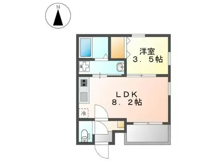 CHERIM 本陣十王町 サウス(1LDK/2階)の間取り写真