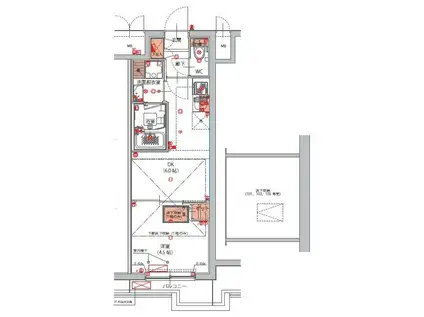 ハーモニーレジデンス東京南砂パークサイド(1DK/1階)の間取り写真