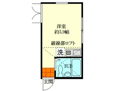 ノースコート赤塚B棟(ワンルーム/2階)の間取り写真