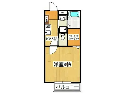 オークス夏見台(1K/2階)の間取り写真