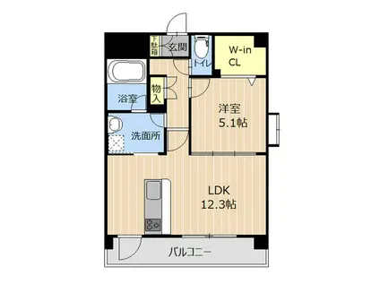 クイーンズ藤崎表参道(1LDK/11階)の間取り写真