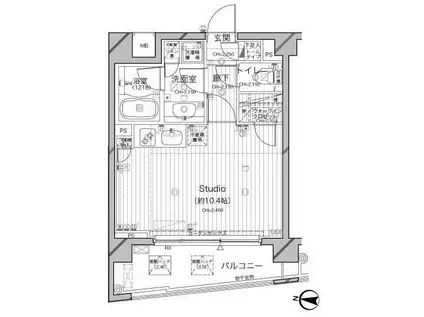 ディナック船橋(ワンルーム/4階)の間取り写真