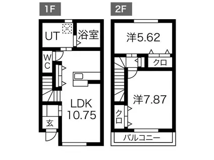D-ROOM XEVO 桃山(2LDK/1階)の間取り写真