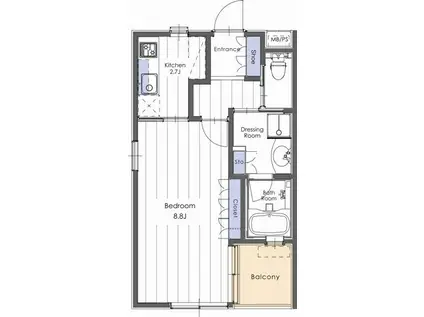 ヴィクトールI(1K/2階)の間取り写真