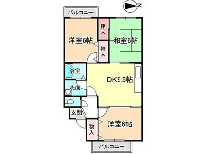 七々色ハイツ(3DK/2階)の間取り写真