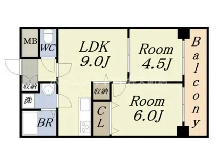 第10柴田ビル(2LDK/7階)の間取り写真