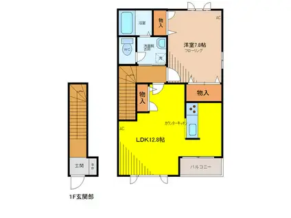 リヴェール三鷹 1号館(1LDK/2階)の間取り写真