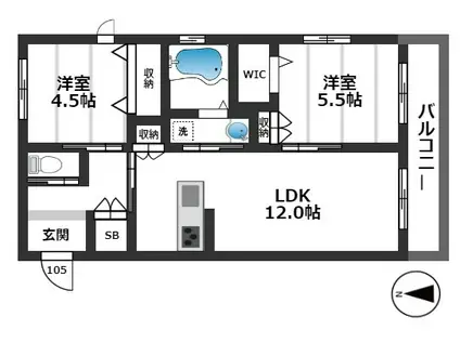 橘RESIDENCE(2LDK/1階)の間取り写真