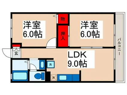 リヴィエール フジ(2LDK/1階)の間取り写真