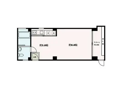 アスコット上原(ワンルーム/1階)の間取り写真