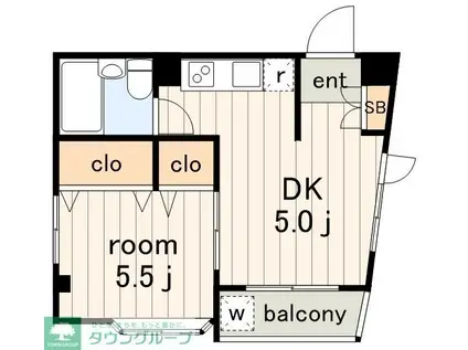 ソレイユ代々木公園(1DK/1階)の間取り写真