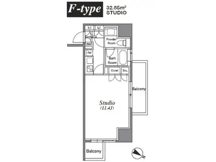 アジリア南麻布 JS(ワンルーム/2階)の間取り写真