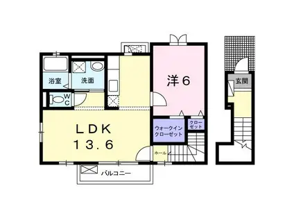エテルノTAKUMI I(1LDK/2階)の間取り写真