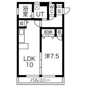 サンピュア・エミール(1LDK/1階)の間取り写真