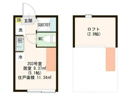 ハーモニーテラス・GRATII中板橋(ワンルーム/2階)の間取り写真