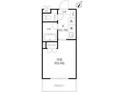 ユニエトワール横浜白楽(1K/4階)の間取り写真