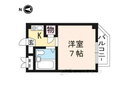ビュウ矢倉(1K/2階)の間取り写真