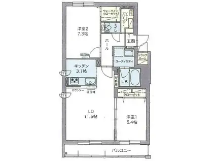 ル・ノール桑園(2LDK/1階)の間取り写真