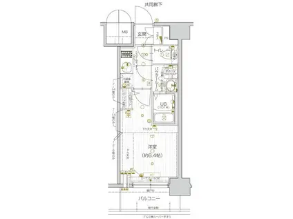エスリード鶴舞グランパークス(1K/2階)の間取り写真