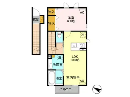 D-ROOM グランプレジール A 201(1LDK/2階)の間取り写真