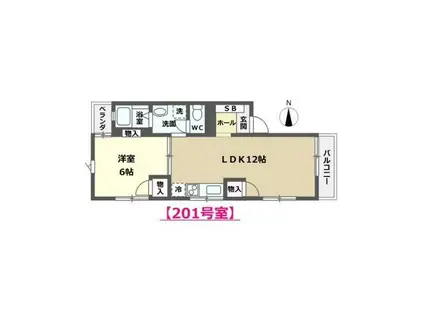 アンビエンテ長土塀(1LDK/2階)の間取り写真