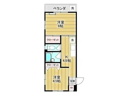 メゾンド富士(2K/2階)の間取り写真