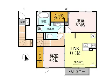 イーストパーク神主下(2LDK/2階)の間取り写真
